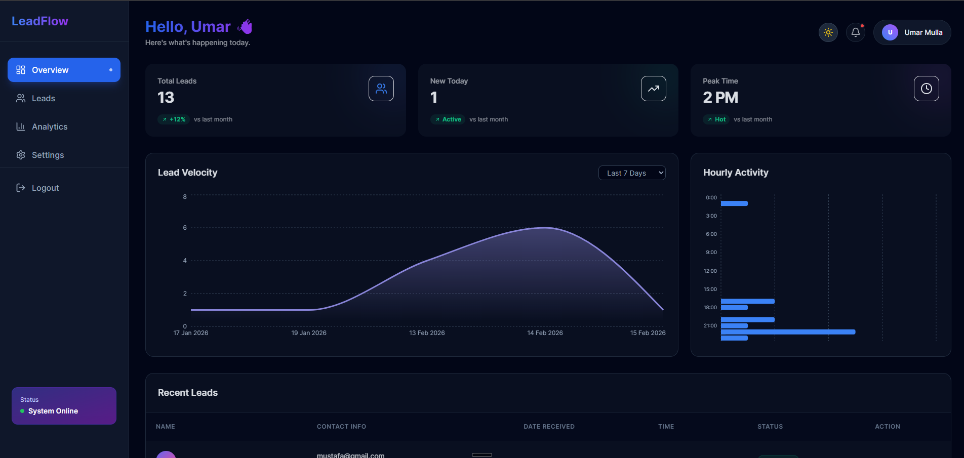 LeadFlow Dashboard