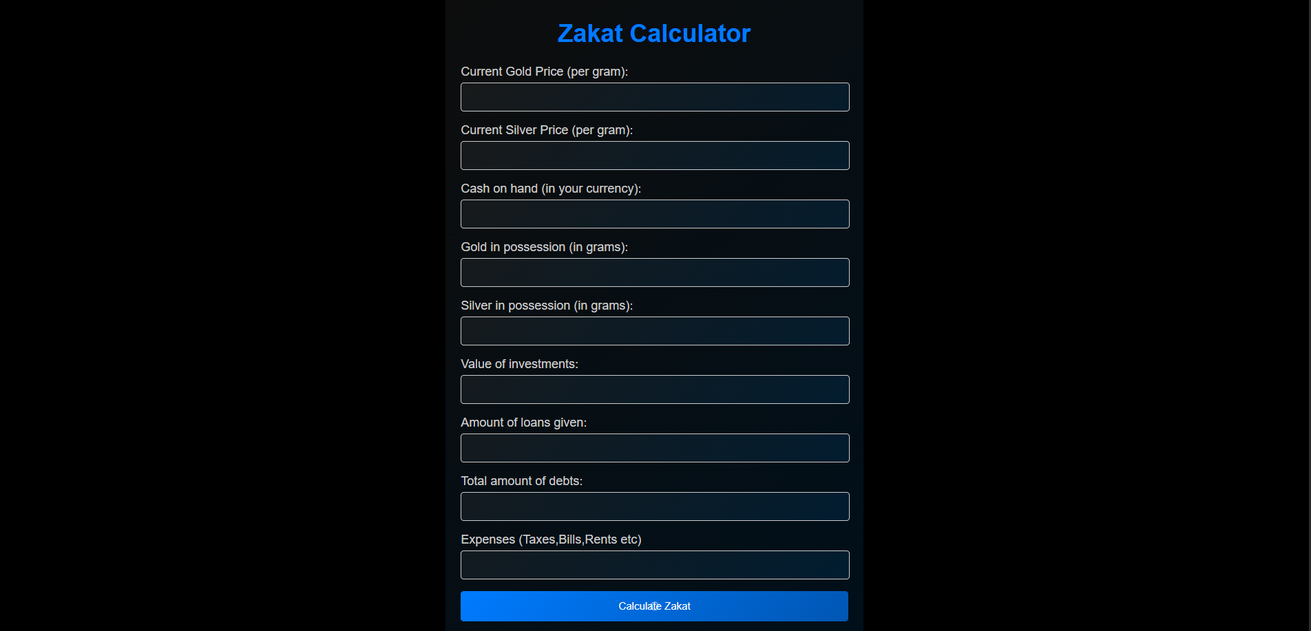Zakaat Calculator